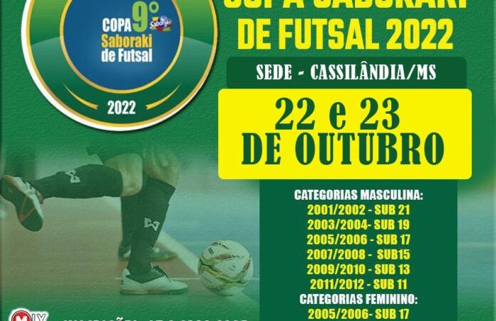 Cassilândia vai sediar jogos da IV Etapa da 9ª Copa Saboraki de futsal