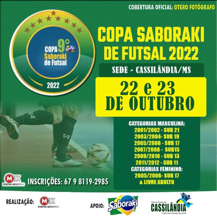 Cassilândia vai sediar jogos da IV Etapa da 9ª Copa Saboraki de futsal