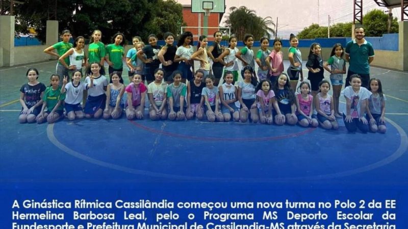 A Ginástica Rítmica de Cassilândia começou uma nova turma no Polo 2 da EE Hermelina Barbosa Leal, pelo o Programa MS Deporto Escolar da Fundesporte e Prefeitura Municipal de Cassilandia-MS através da Secretaria Municipal de Esporte e Lazer