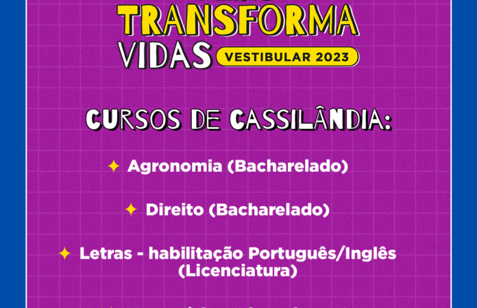 Vestibular 2023: Em Cassilândia, UEMS oferta 86 vagas em 4 graduações