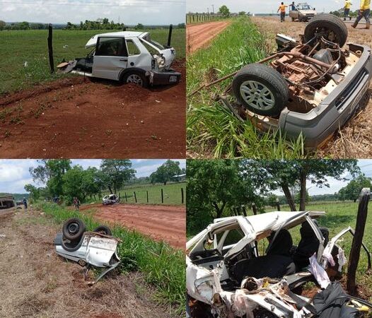 Cassilândia: Fiat Uno é partido ao meio em acidente na BR 158 próximo ao Cerca