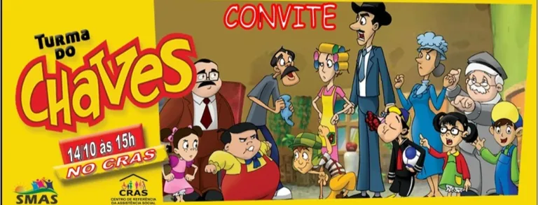 Hoje tem peça teatral A Turma do Chaves no CRAS de Cassilândia