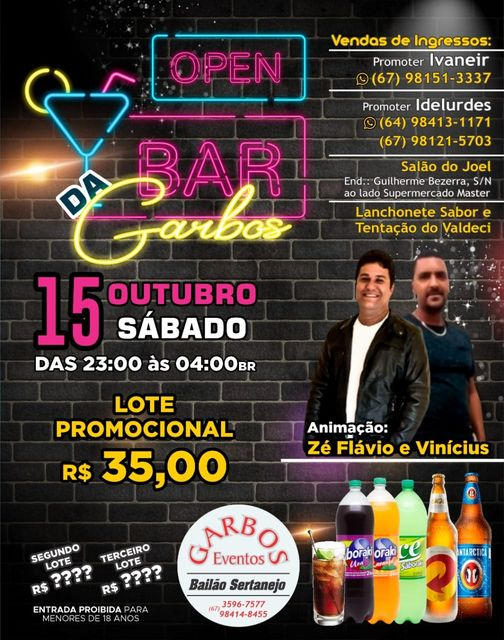 Hoje tem Bailão Open Bar na Garbos. Bora pra lá!