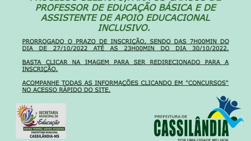 PROCESSO SELETIVO, PARA PROFESSOR DE EDUCAÇÃO BÁSICA E DE ASSISTENTE DE APOIO EDUCACIONAL INCLUSIVO.