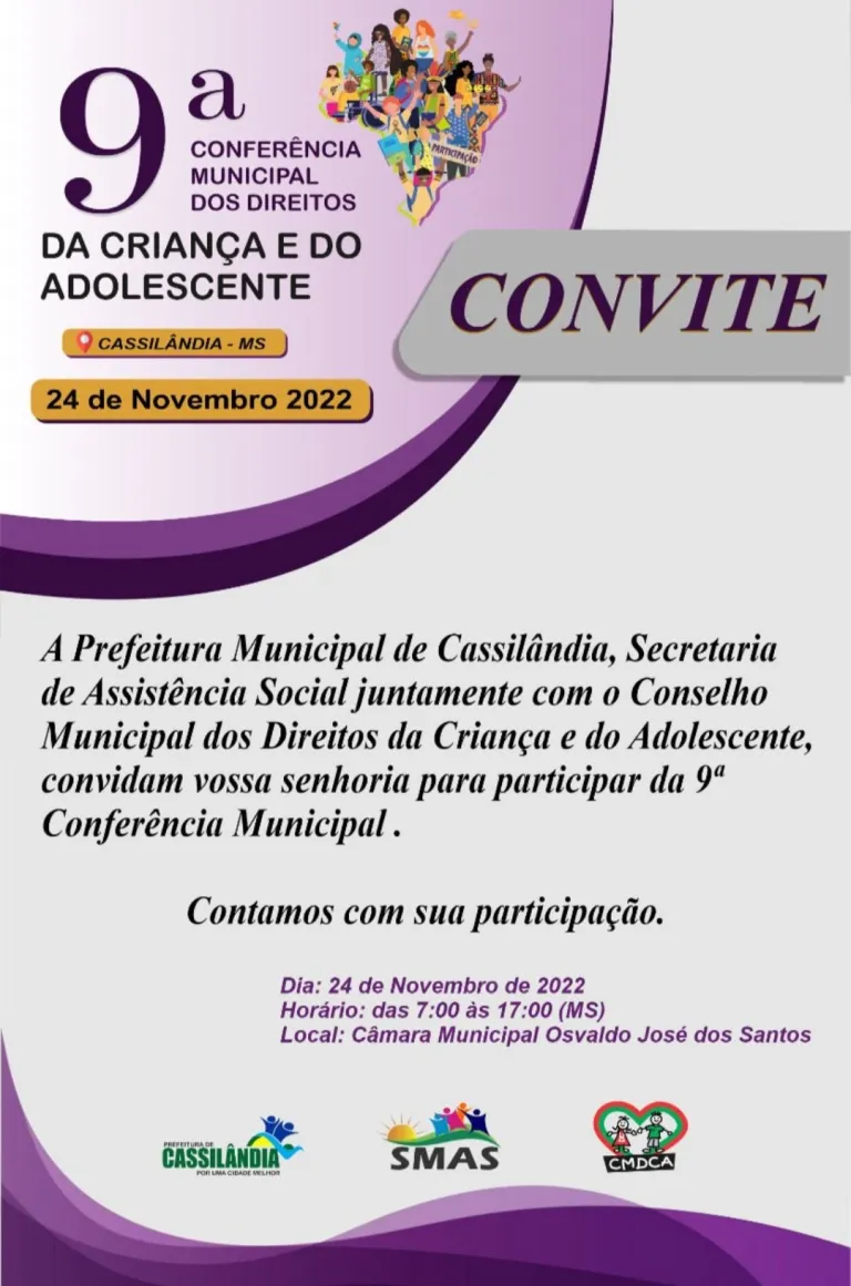 Vem aí a Conferência Municipal dos Direitos da Criança e do Adolescente em Cassilândia