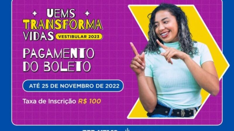 Prazo para pagamento da inscrição no Vestibular UEMS 2023 termina esta semana