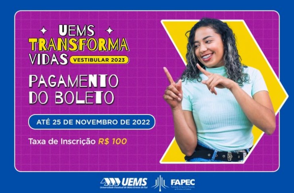 Prazo para pagamento da inscrição no Vestibular UEMS 2023 termina esta semana