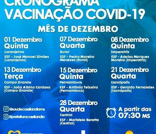 Confira os Pontos de Vacinação contra a Covid-19 do mês de dezembro!