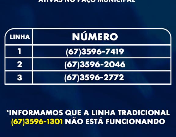 Prefeitura de Cassilândia disponibiliza novos números de telefone no Paço Municipal