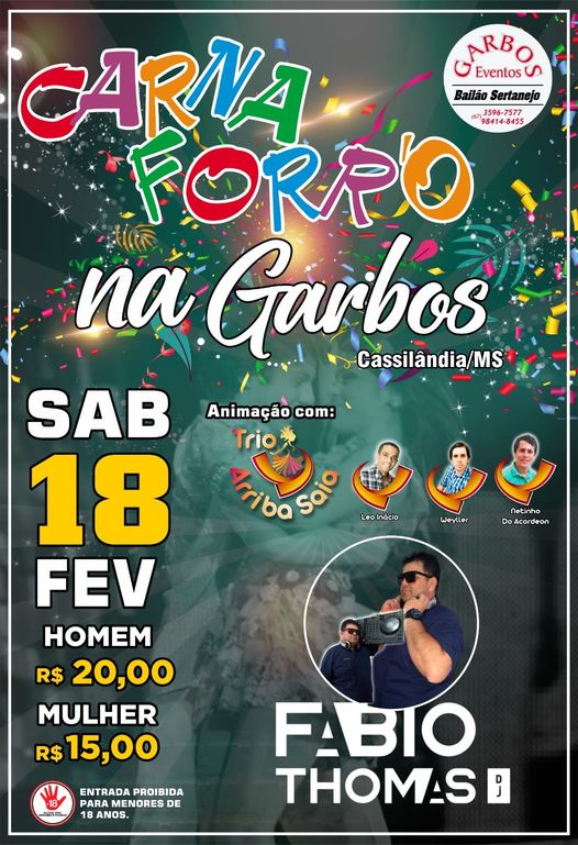 Neste Sábado tem Carba Forro na GARBOS EVENTOS