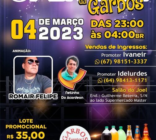 Neste sábado tem Bailão Open Bar na Garbos. 