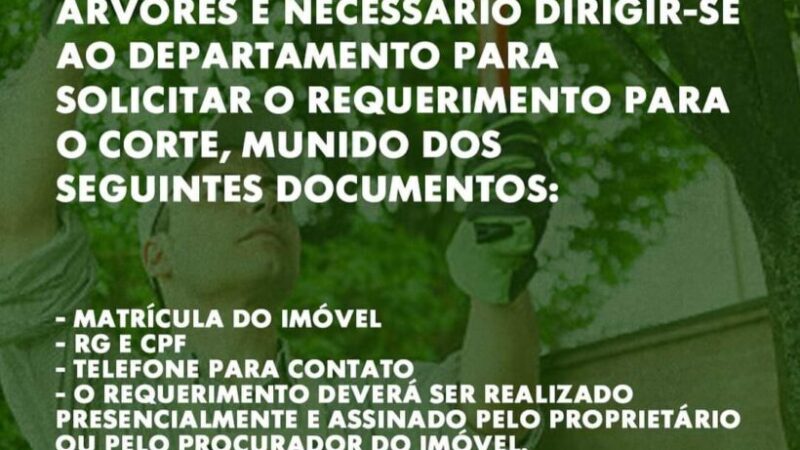 Derpartamento Municipalde Meio Ambiente, informa