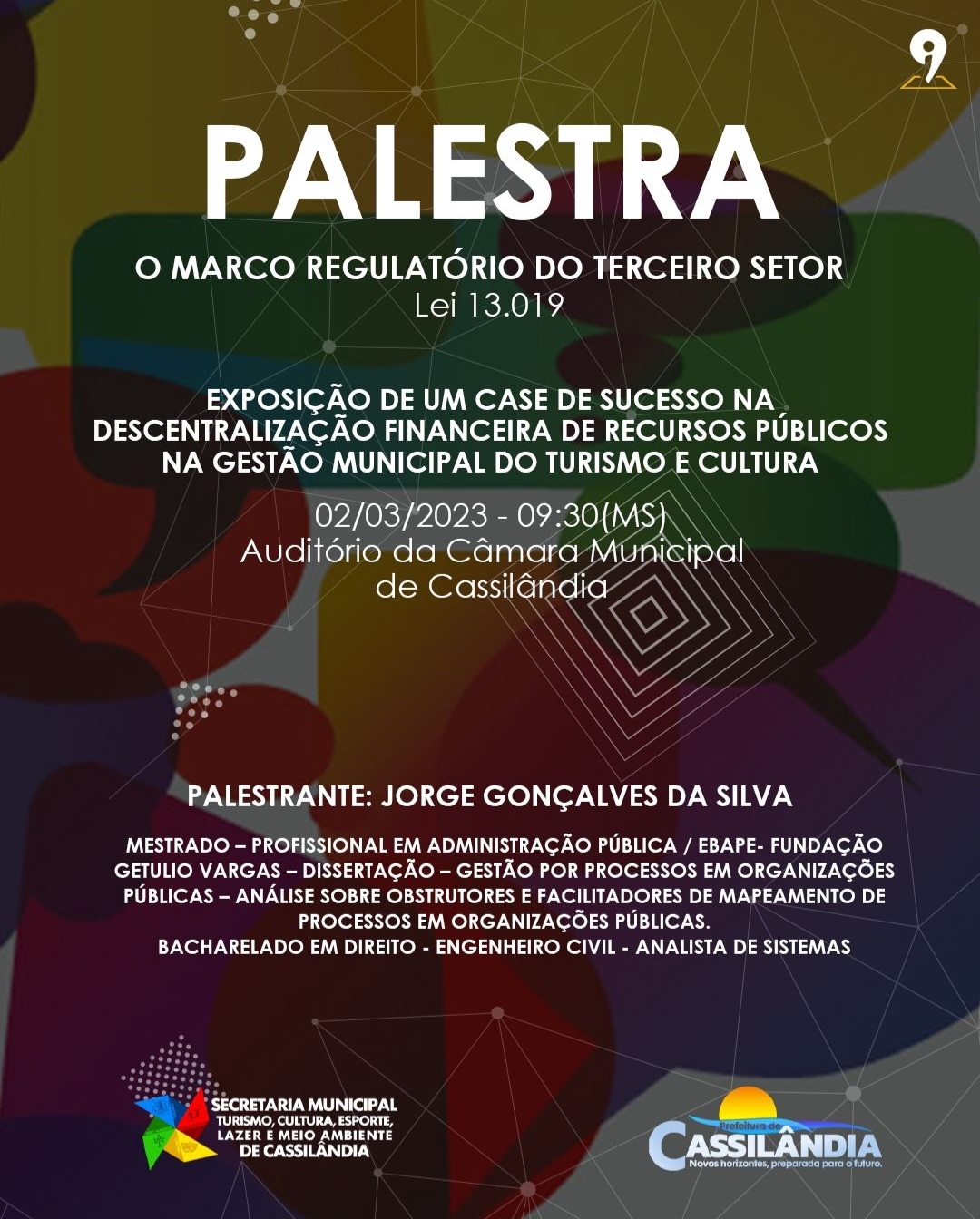 Hoje, quinta-feira, 2 de março, tem palestra na Câmara de Vereadores de Cassilândia. Participe.