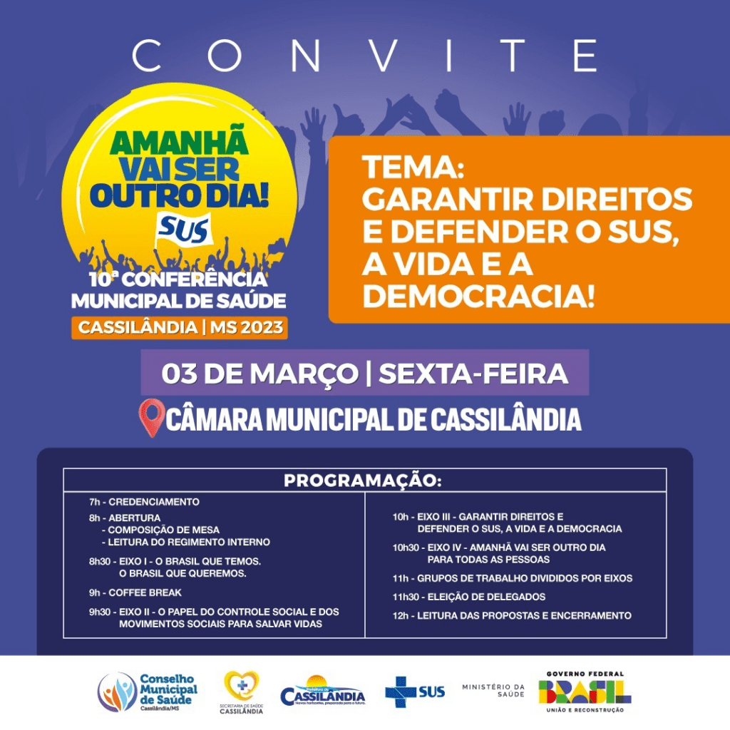 10ª Conferência Municipal de Saúde será realizada nesta sexta-feira 03