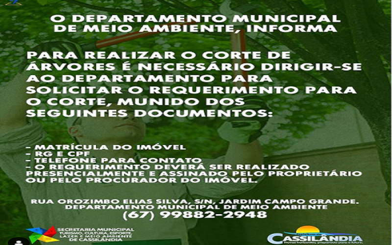 O DEPARTAMENTO MUNICIPAL DE MEIO AMBIENTE, INFORMA