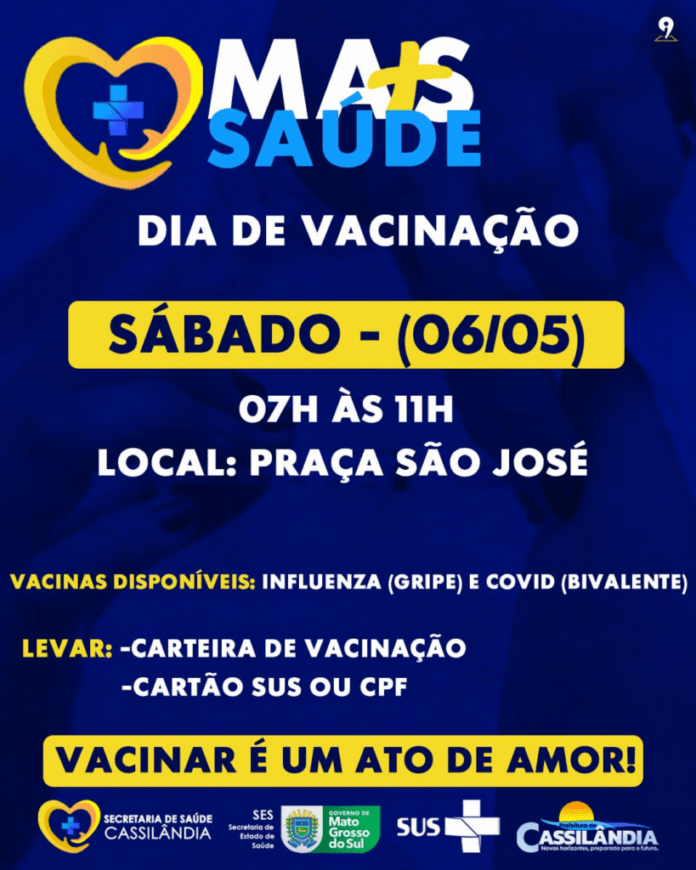 Cassilândia: Dia D de vacinação contra a gripe será neste sábado, 6 de maio