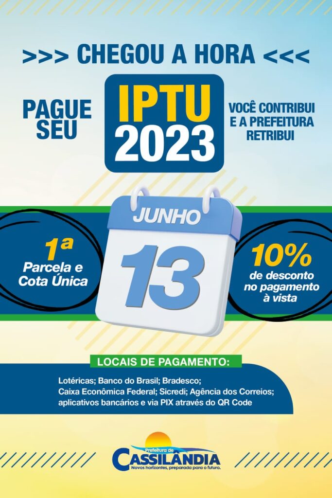 ATENÇÃO CASSILÂNDIA OPORTUNIDADE DE REGULARIZAR SEU IPTU