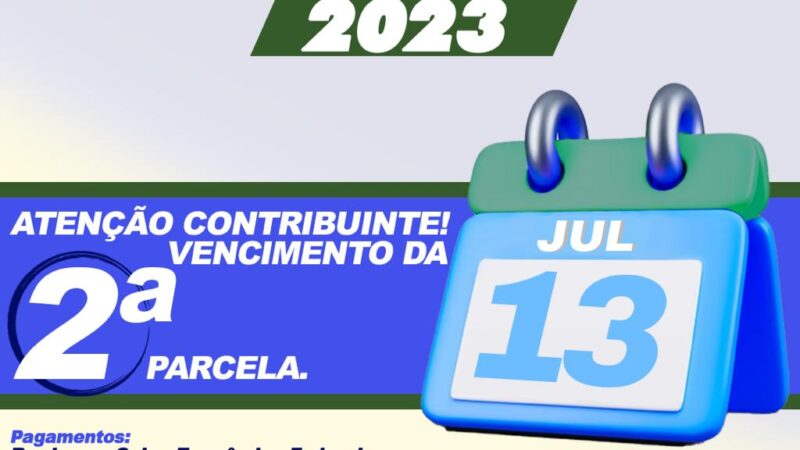 Prazo para pagar a 2ª parcela do IPTU é dia 13 de julho