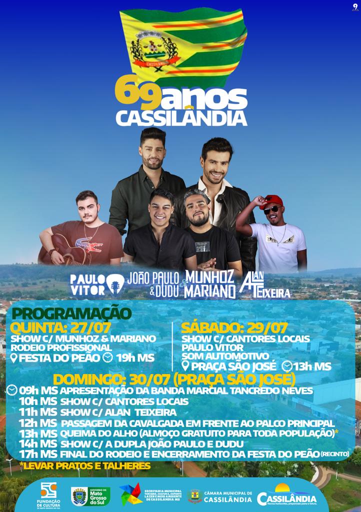 Confira a programação do aniversário de Cassilândia