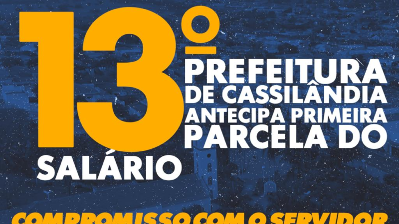 A prefeitura municipal depositou nesta data a primeira parcela do 13° salário dos servidores municipais.