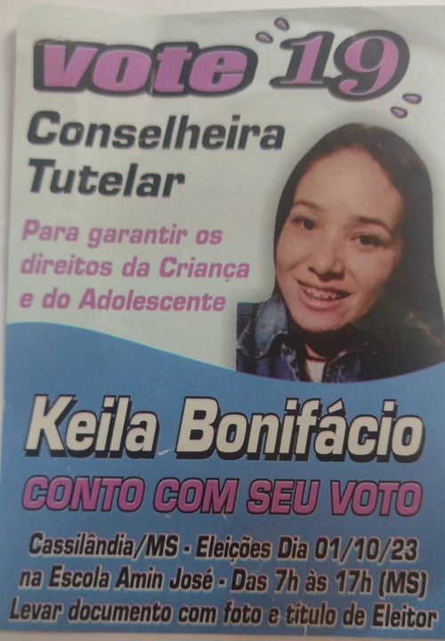 Vote Keila Bonifácio 19 para o Conselho Tutelar