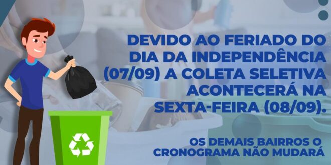 Cassilândia: coleta de lixo não será realizada na próxima quinta-feira, (7), feriado da Independência