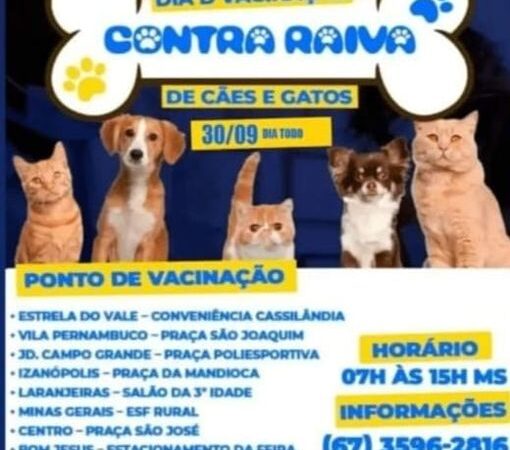 Atenção: hoje tem vacinação contra raiva 