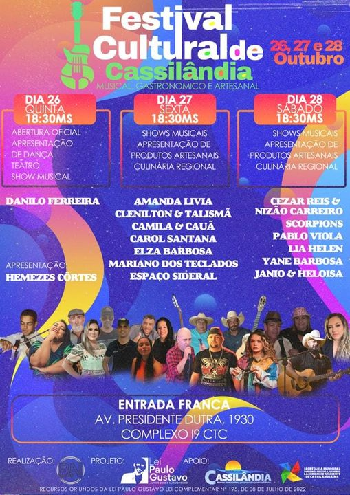 Começa hoje quinta-feira o festival Cultural de Cassilândia