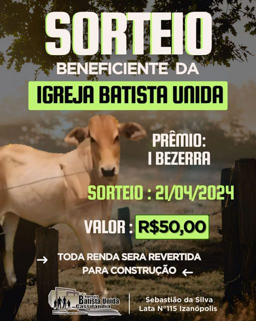 Cassilândia: Igreja Batista Unida realiza rifa em prol de construção; reserve seu bilhete