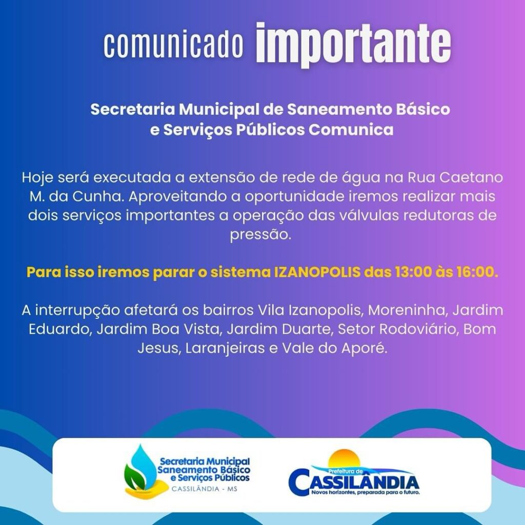 Comunicado importante para a população cassilandense