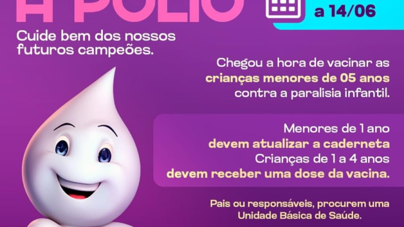 Vacina da pólio está disponível para crianças menores de cinco anos