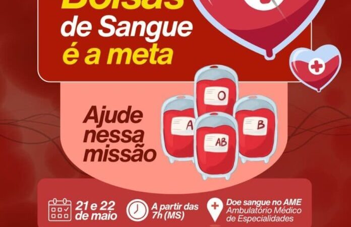 Cassilândia se mobiliza para alcançar meta de 300 bolsas de sangue em campanha do Hemosul