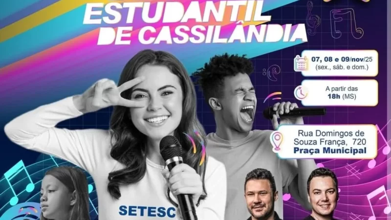 Com show de João Bosco & Vinícius, Prefeitura realiza na próxima semana o IV Festival de Música Estudantil de Cassilândia