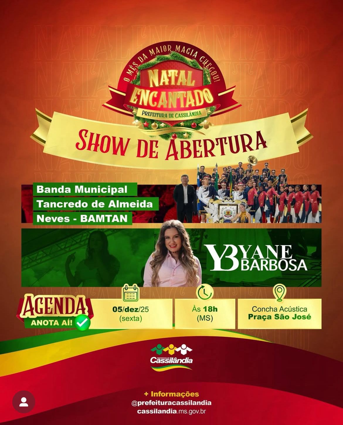 Abertura do Natal Encantado acontece hoje na Praça São José, em Cassilândia