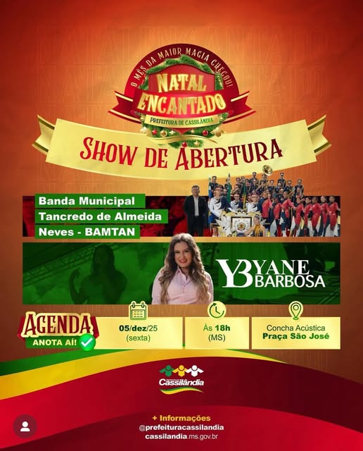 Prefeitura de Cassilândia anuncia abertura do “Natal Encantado” com show especial