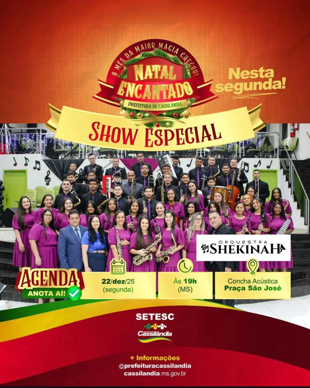 Natal Encantado promove noite “Louvai”, de louvor e celebração nesta segunda-feira em Cassilândia