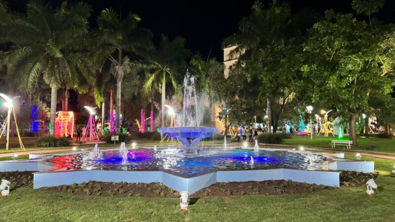 Fonte da Praça São José é reativada e devolve charme ao centro de Cassilândia