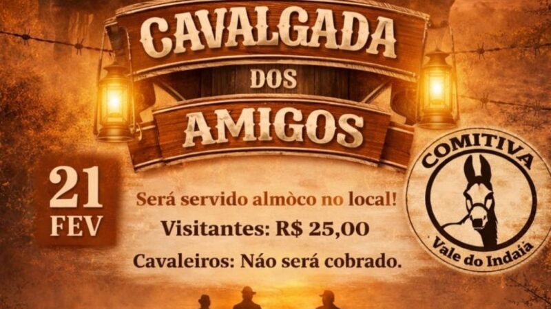 Cavalgada dos Amigos será realizada no dia 21 de fevereiro em Indaiá do Sul
