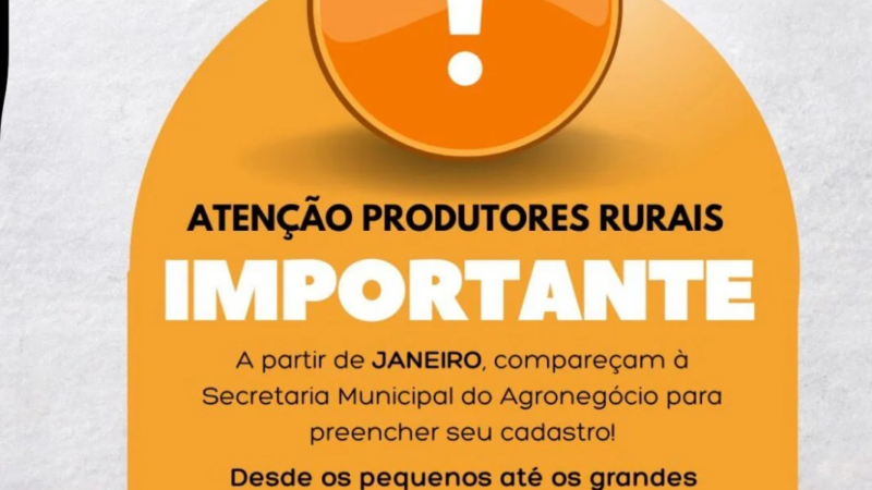 Secretaria Municipal do Agronegócio inicia cadastro de produtores rurais em Cassilândia