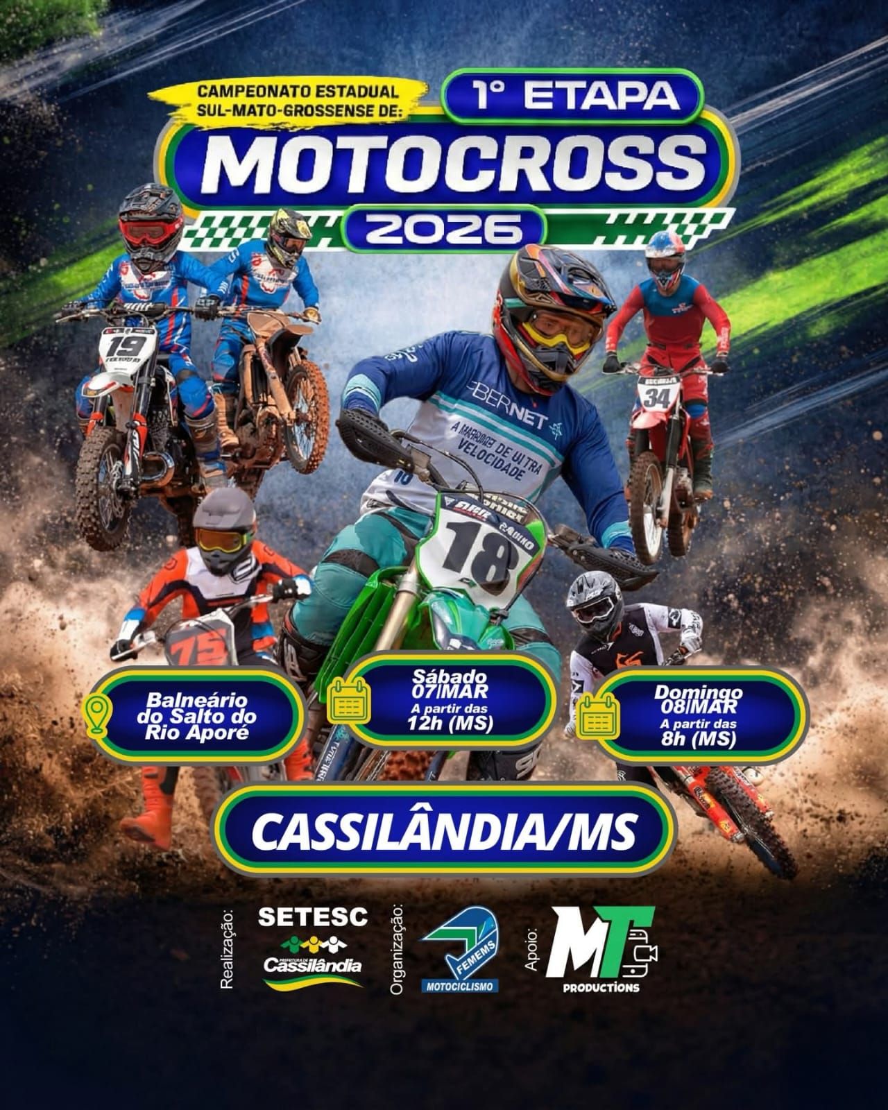 Está chegando! Dias 07 e 08 de março: Cassilândia recebe a abertura do Estadual de Motocross 2026