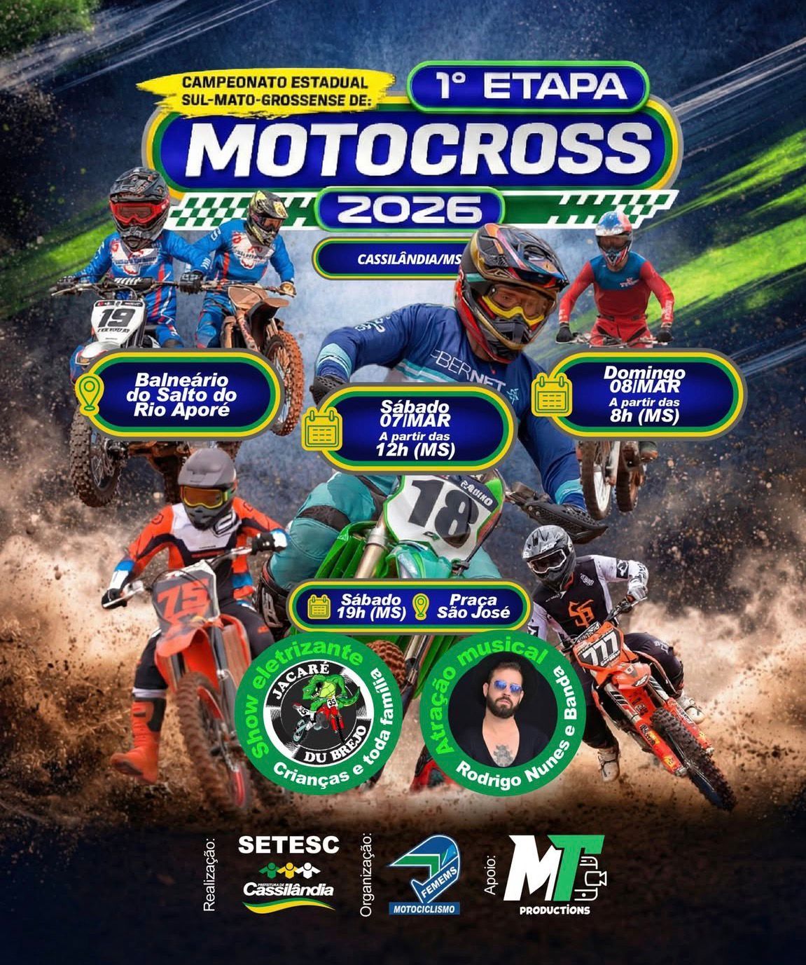 Prefeito Rodrigo Freitas convida população para a 1ª etapa do Campeonato Estadual de Motocross em Cassilândia
