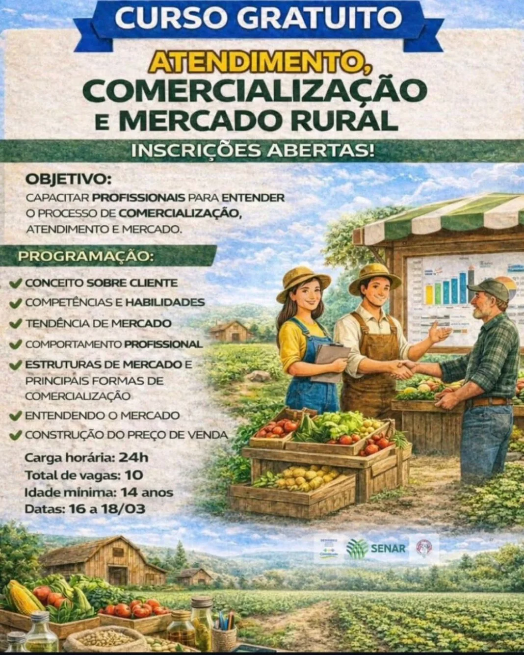 SENAR–MS e Sindicato Rural de Cassilândia realizam curso gratuito de Atendimento, Comercialização e Mercado Rural