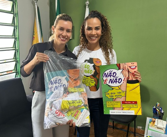Cassilândia: MPMS entrega materiais da campanha ‘Não é não!’ à Secretaria de Assistência Social e ao Conselho Tutelar