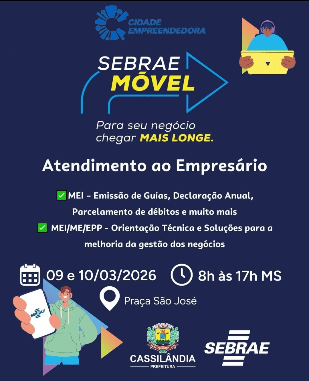 Sebrae Móvel oferece atendimento gratuito a empresários em Cassilândia
