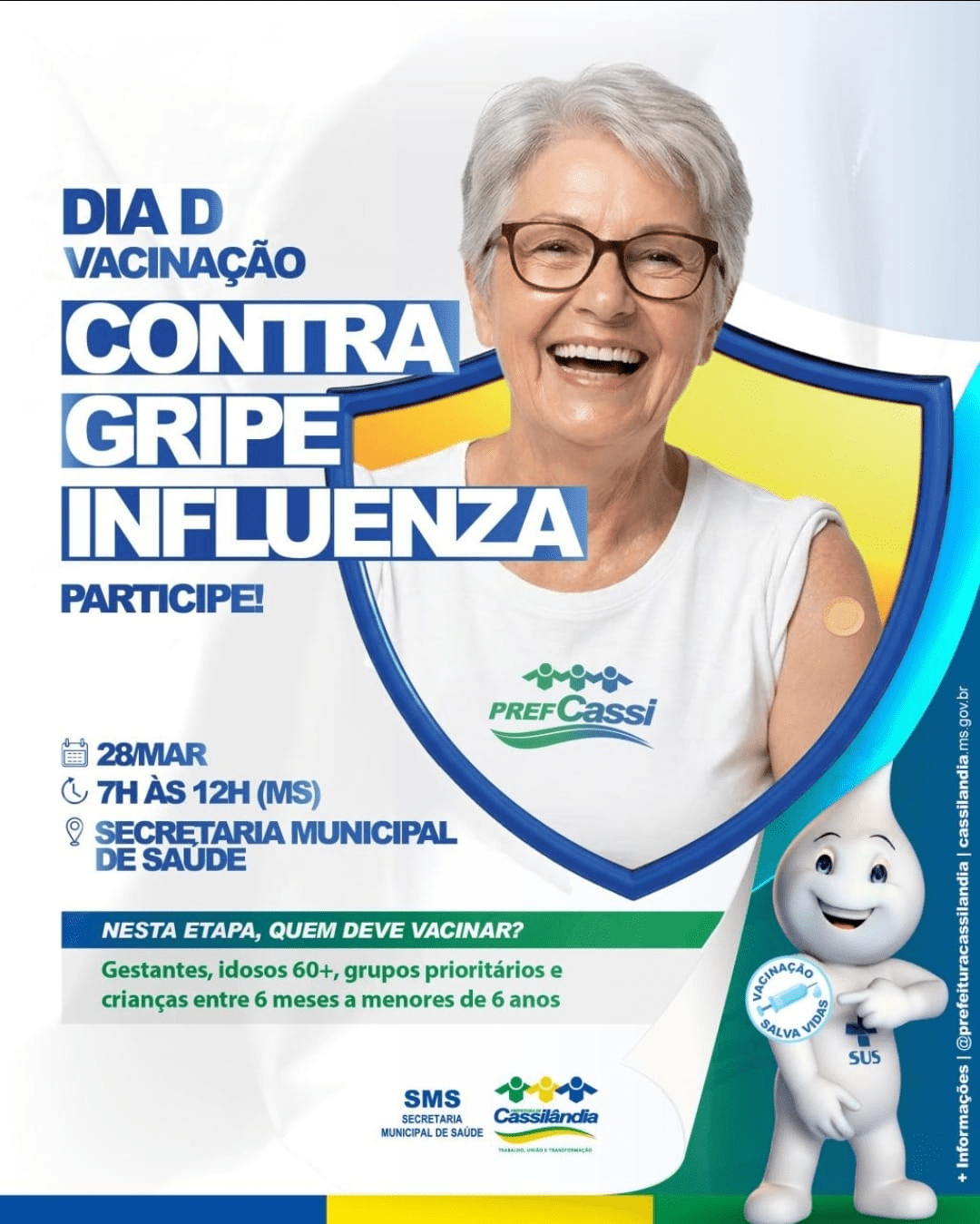 Cassilândia promove Dia D de vacinação contra a gripe no dia 28 de março