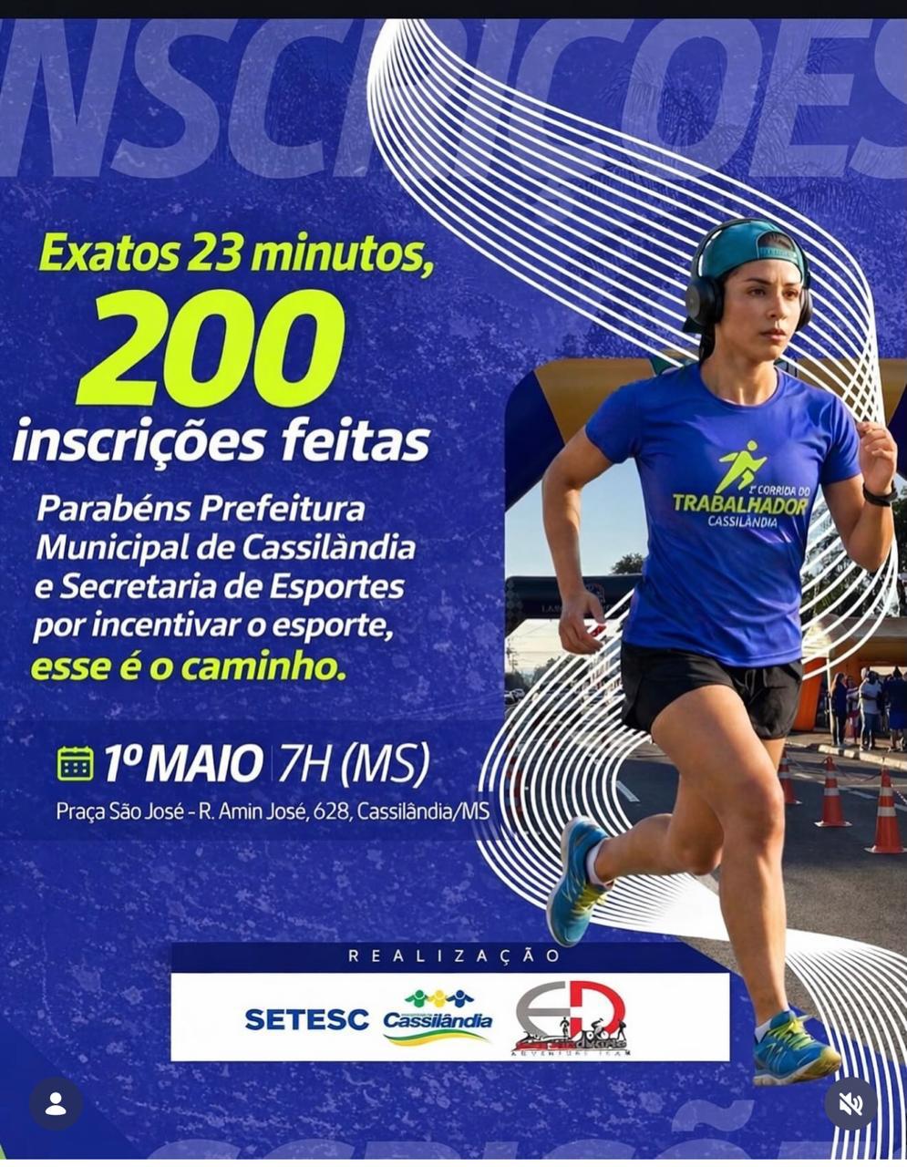 Corrida do Trabalhador tem grande procura e inscrições seguem abertas em Cassilândia