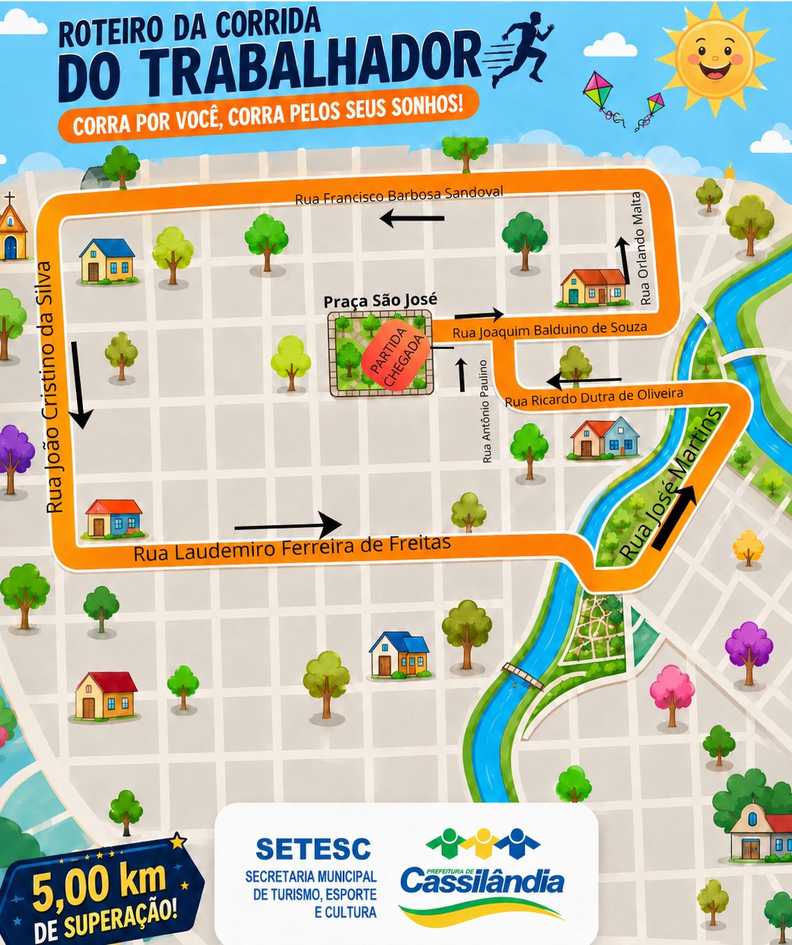 SETESC divulga percurso oficial da 2ª Corrida do Trabalhador em Cassilândia