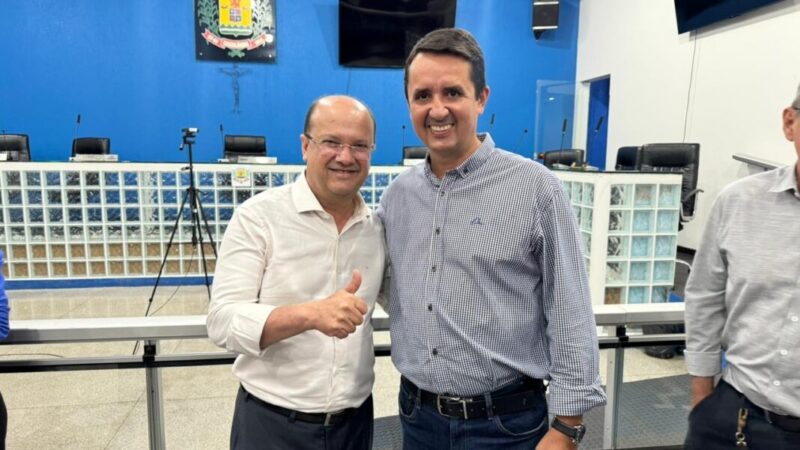 Prefeito Rodrigo Freitas recebe vice-governador Barbosinha em Cassilândia para fortalecer parcerias com o Estado
