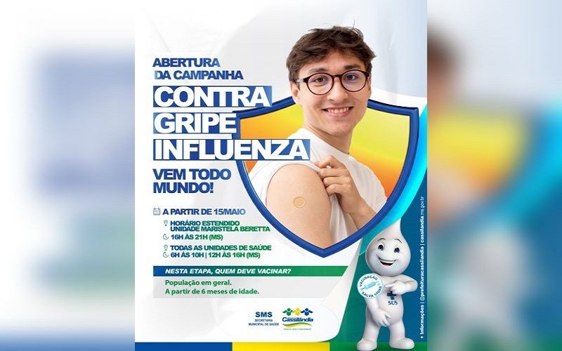 Cassilândia inicia campanha de vacinação contra a gripe influenza para toda a população a partir de 6 meses