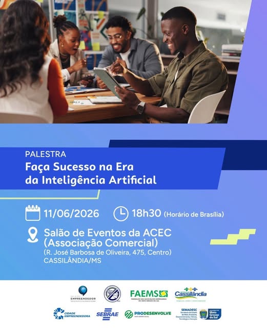 Cassilândia recebe palestra sobre Inteligência Artificial voltada para empreendedores e profissionais